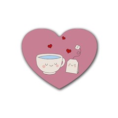 Cute Tea Rubber Coaster (heart)  by Valentinaart