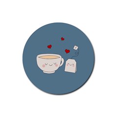 Cute Tea Rubber Round Coaster (4 Pack)  by Valentinaart