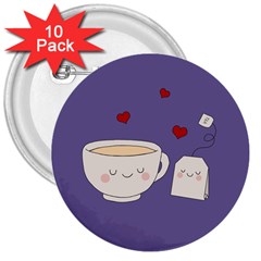 Cute Tea 3  Buttons (10 Pack)  by Valentinaart