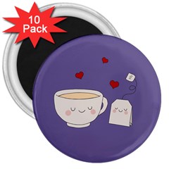 Cute Tea 3  Magnets (10 Pack)  by Valentinaart