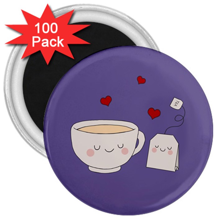 Cute Tea 3  Magnets (100 pack)