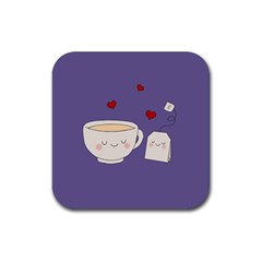 Cute Tea Rubber Coaster (square)  by Valentinaart