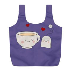 Cute Tea Full Print Recycle Bags (l)  by Valentinaart