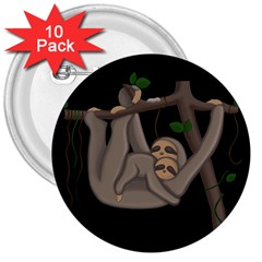 Cute Sloth 3  Buttons (10 Pack)  by Valentinaart