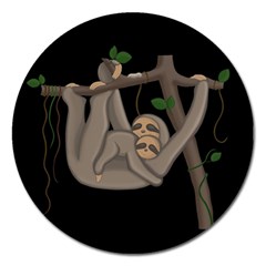 Cute Sloth Magnet 5  (round) by Valentinaart