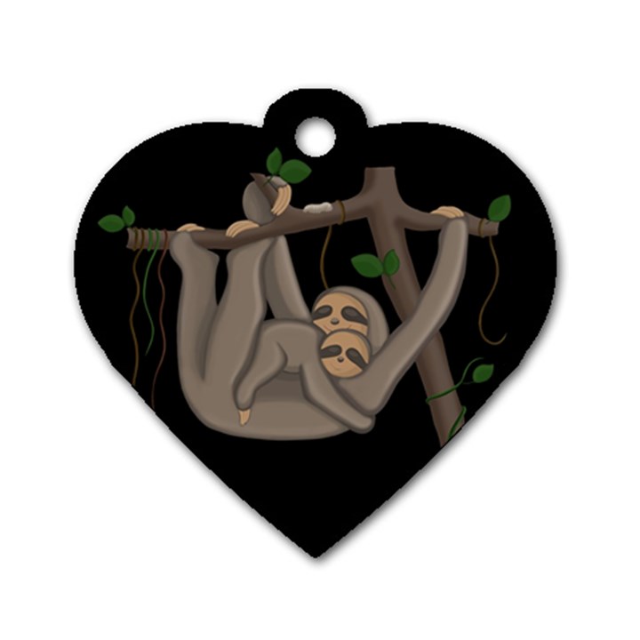 Cute Sloth Dog Tag Heart (Two Sides)