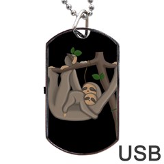 Cute Sloth Dog Tag Usb Flash (one Side) by Valentinaart