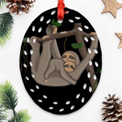 Cute Sloth Ornament (oval Filigree) by Valentinaart