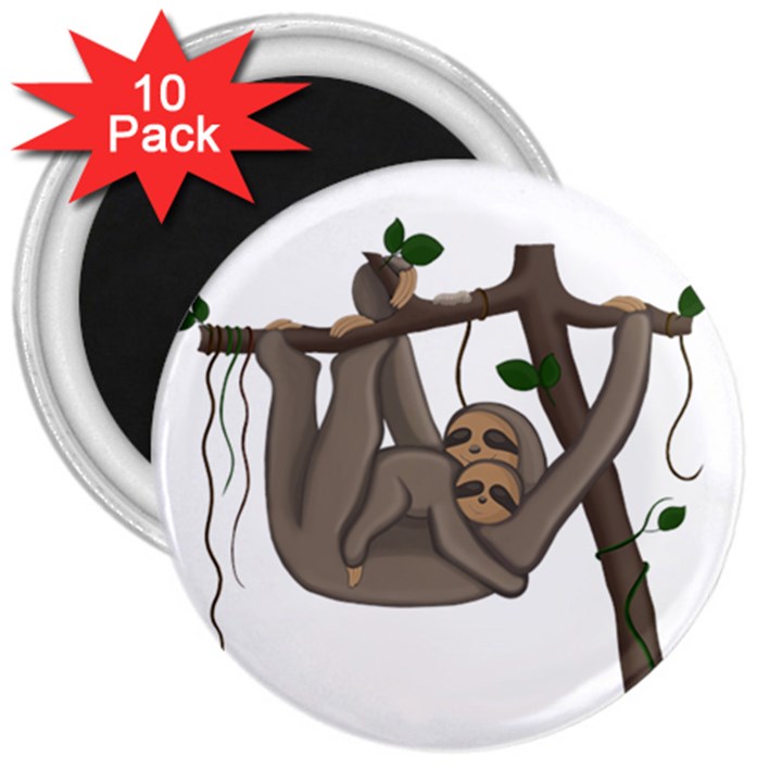 Cute Sloth 3  Magnets (10 pack) 