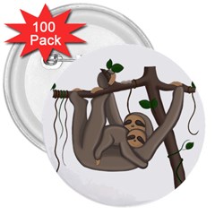 Cute Sloth 3  Buttons (100 Pack)  by Valentinaart