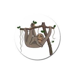 Cute Sloth Magnet 3  (round) by Valentinaart