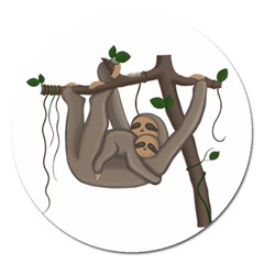 Cute Sloth Magnet 5  (round) by Valentinaart