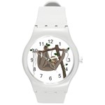 Cute Sloth Round Plastic Sport Watch (M) Front