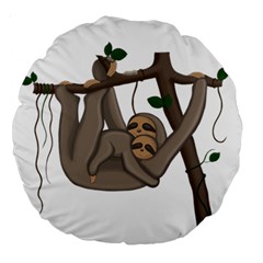 Cute Sloth Large 18  Premium Round Cushions by Valentinaart