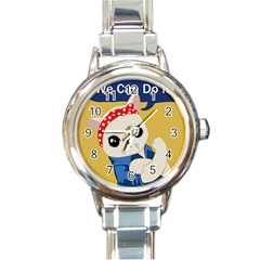 Feminist Cat Round Italian Charm Watch