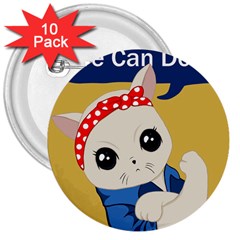 Feminist Cat 3  Buttons (10 pack) 