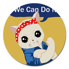 Feminist Cat Magnet 5  (Round)