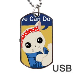 Feminist Cat Dog Tag Usb Flash (two Sides) by Valentinaart