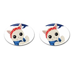 Feminist Cat Cufflinks (oval)