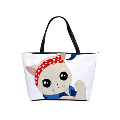 Feminist Cat Shoulder Handbags by Valentinaart