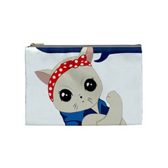 Feminist Cat Cosmetic Bag (medium)  by Valentinaart