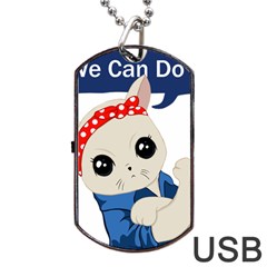 Feminist Cat Dog Tag Usb Flash (two Sides) by Valentinaart