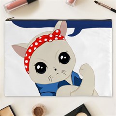 Feminist Cat Cosmetic Bag (xxxl)  by Valentinaart