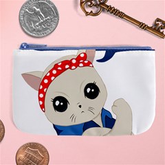 Feminist Cat Large Coin Purse by Valentinaart