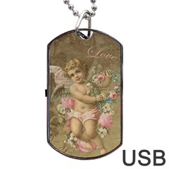 Cupid - Vintage Dog Tag Usb Flash (two Sides) by Valentinaart