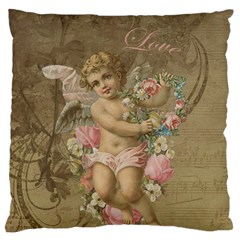 Cupid - Vintage Large Cushion Case (one Side) by Valentinaart