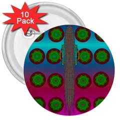 Meditative Abstract Temple Of Love And Meditation 3  Buttons (10 Pack)  by pepitasart