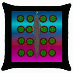 Meditative Abstract Temple Of Love And Meditation Throw Pillow Case (black) by pepitasart