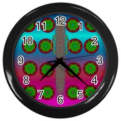 Meditative Abstract Temple Of Love And Meditation Wall Clocks (black) by pepitasart