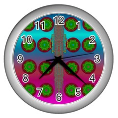 Meditative Abstract Temple Of Love And Meditation Wall Clocks (silver)  by pepitasart