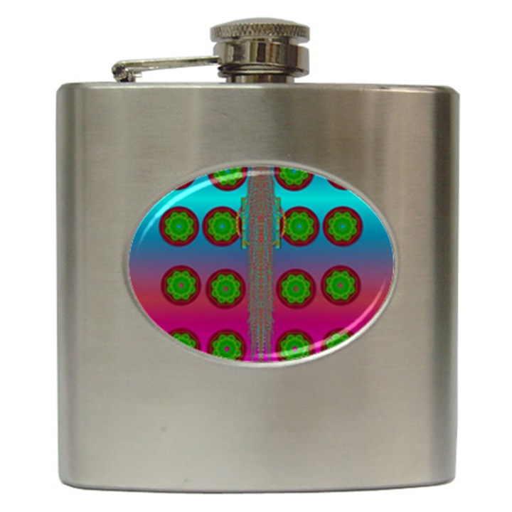 Meditative Abstract Temple Of Love And Meditation Hip Flask (6 oz)