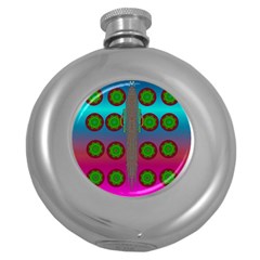 Meditative Abstract Temple Of Love And Meditation Round Hip Flask (5 Oz) by pepitasart