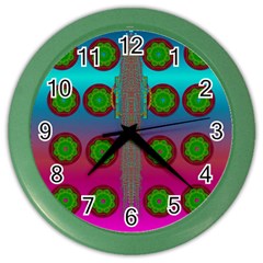 Meditative Abstract Temple Of Love And Meditation Color Wall Clocks by pepitasart