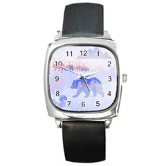 My Tribe,modern Art Square Metal Watch by NouveauDesign