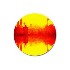 Sun Rise,city,modern Art Magnet 3  (round) by NouveauDesign