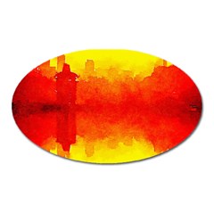 Sun Rise,city,modern Art Oval Magnet by NouveauDesign