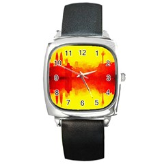 Sun Rise,city,modern Art Square Metal Watch by NouveauDesign