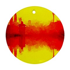 Sun Rise,city,modern Art Round Ornament (two Sides) by NouveauDesign