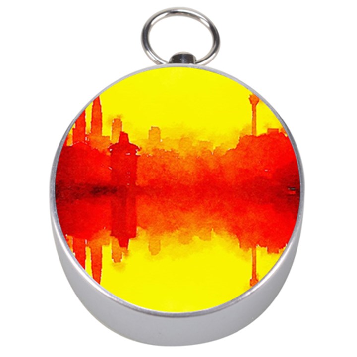 sun rise,city,modern art Silver Compasses