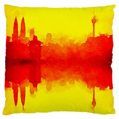 Sun Rise,city,modern Art Large Flano Cushion Case (one Side) by NouveauDesign