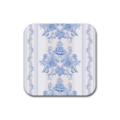 Beautiful,pale Blue,floral,shabby Chic,pattern Rubber Coaster (square) 