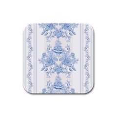 Beautiful,pale Blue,floral,shabby Chic,pattern Rubber Square Coaster (4 Pack)  by NouveauDesign