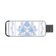 Beautiful,pale Blue,floral,shabby Chic,pattern Portable Usb Flash (two Sides) by NouveauDesign