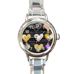 Modern Heart Pattern Round Italian Charm Watch by NouveauDesign