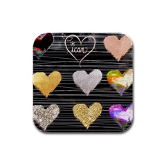 Modern Heart Pattern Rubber Square Coaster (4 Pack)  by NouveauDesign