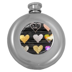 Modern Heart Pattern Round Hip Flask (5 Oz) by NouveauDesign